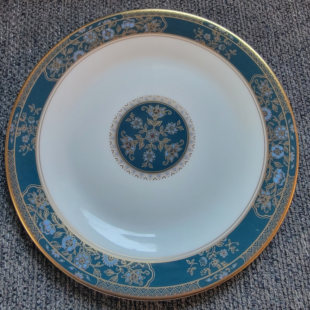 (2) Royal Doulton Carlyle B&B Plate English Bone China Blue Gold Floral Dessert